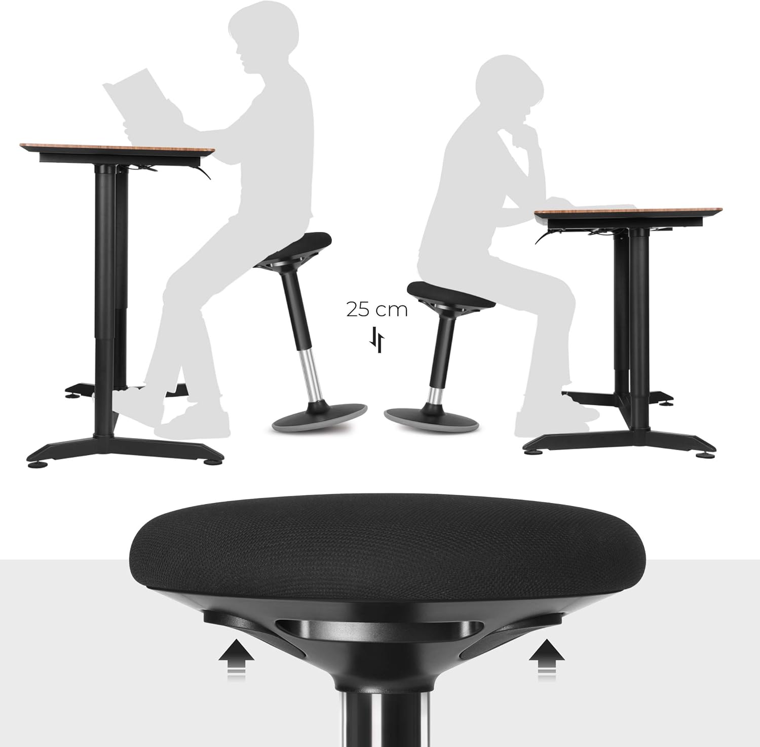 SONGMICS ergonomikus irodai ülőke, állítható magassággal, 360°-ban forgatható, 56–81 cm, fekete - Image 6