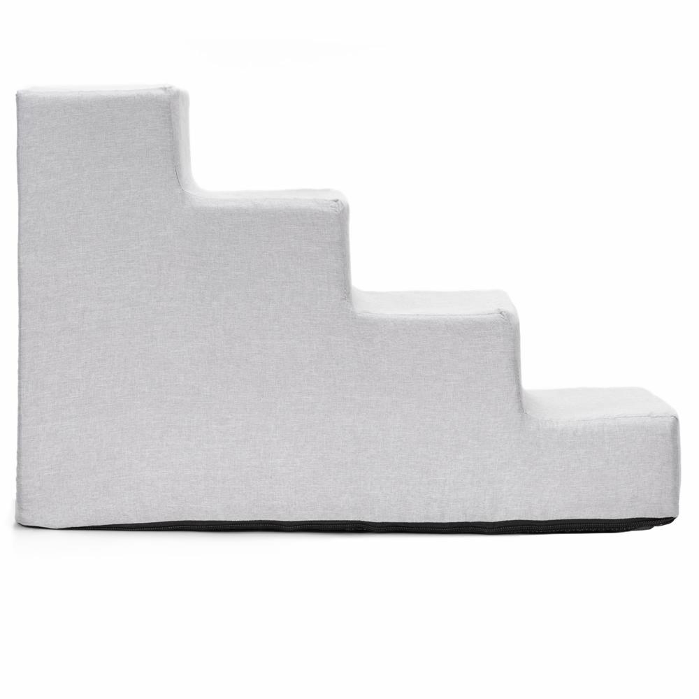 Kisállat lépcső kutyák és macskák számára, 4 fokos, csúszásmentes, levehető huzattal, 40 cm magasság, világosszürke - Image 8