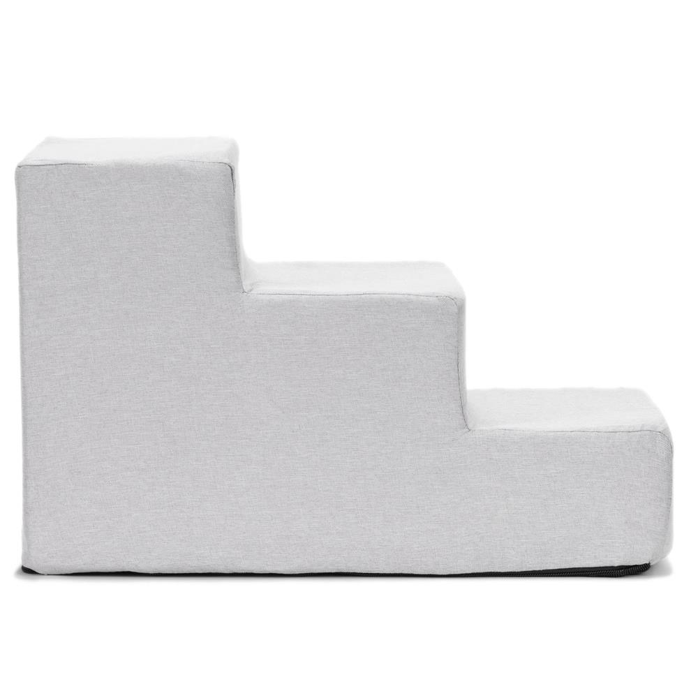 Háziállat lépcső kutyák és macskák számára, 3 fokos, csúszásmentes, levehető huzattal, 30 cm magas, világosszürke - Image 15