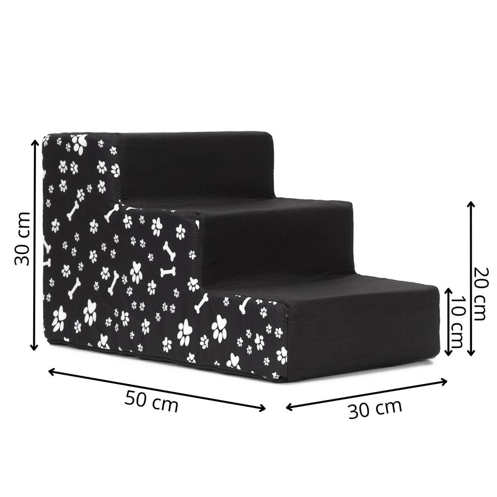 Háziállat lépcső kutyák és macskák számára, 3 fokos, csúszásmentes, levehető huzattal, 30 cm magas, fekete fehér mintával - Image 17