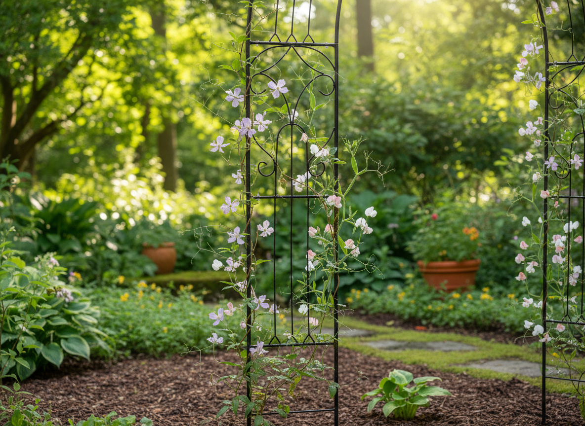 Kerti pergola futónövényekhez, acél szerkezet, 145x38x240 cm, zöld - Image 3