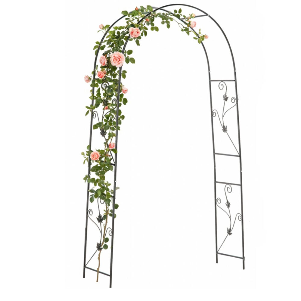 Kerti pergola kúszónövényekhez, rögzítőelemekkel, acélszerkezet, 114x37x230 cm, sötétzöld - Image 2