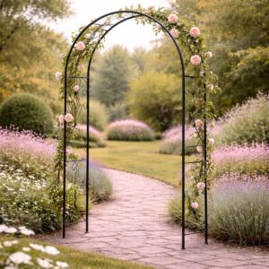 Kerti pergola kúszónövényekhez, rögzítőelemekkel, acélszerkezet, 114x37x230 cm, sötétzöld