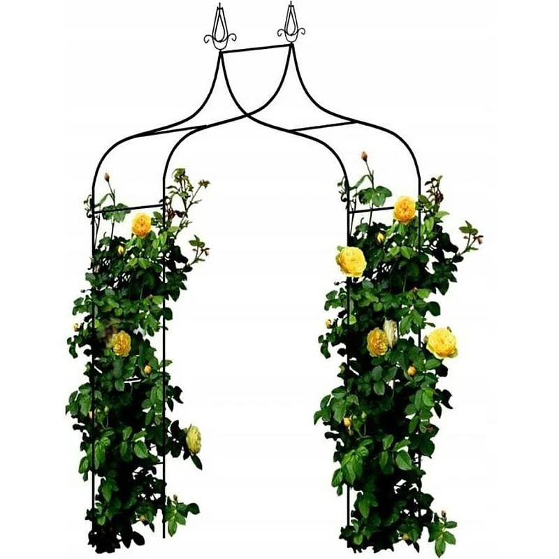 Kerti pergola dekoratív csúcsokkal, acél szerkezet, 150x37x240 cm, fekete - Image 5
