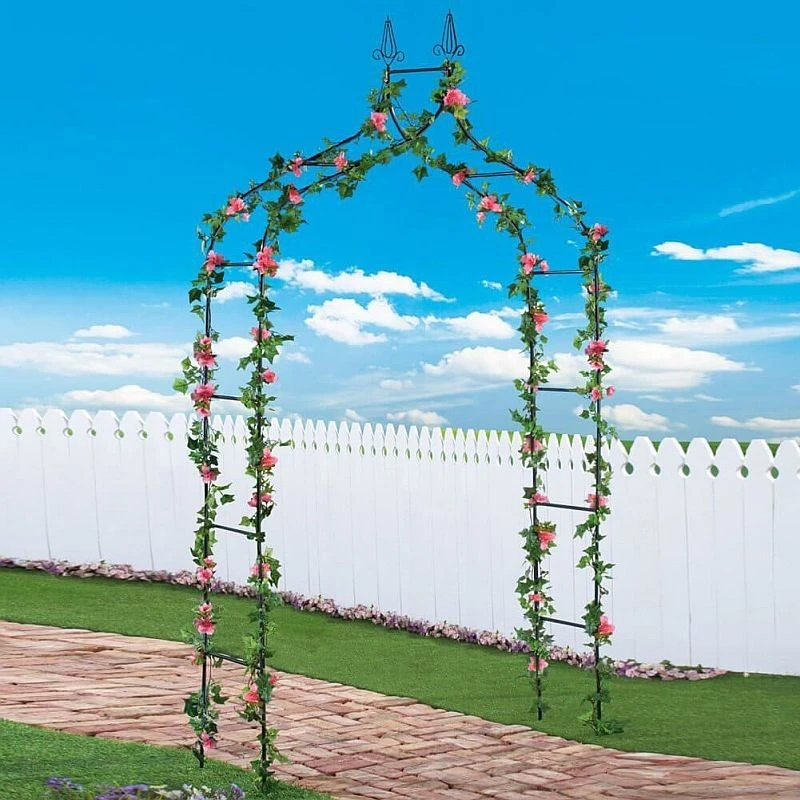 Kerti pergola dekoratív csúcsokkal, acél szerkezet, 150x37x240 cm, fekete - Image 6