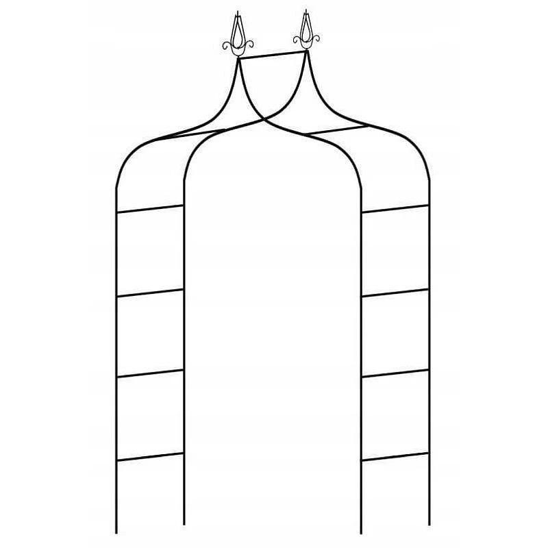 Kerti pergola dekoratív csúcsokkal, acél szerkezet, 150x37x240 cm, fekete - Image 2