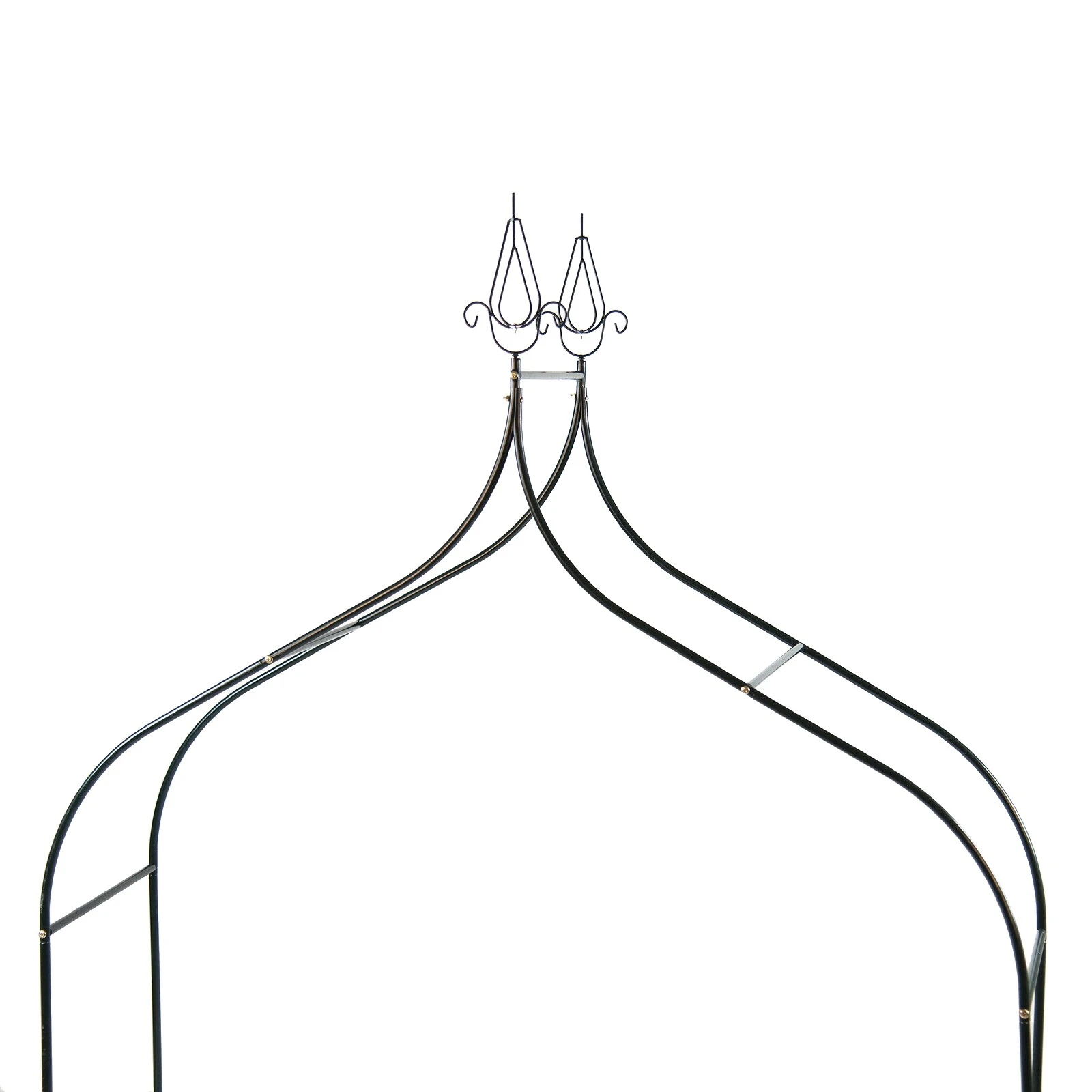 Kerti pergola dekoratív csúcsokkal, acél szerkezet, 150x37x240 cm, fekete - Image 8