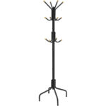 SONGMICS fém ruhafogas 12 akasztóval, fa alakú állófogas, 55 x 55 x 180 cm, fekete