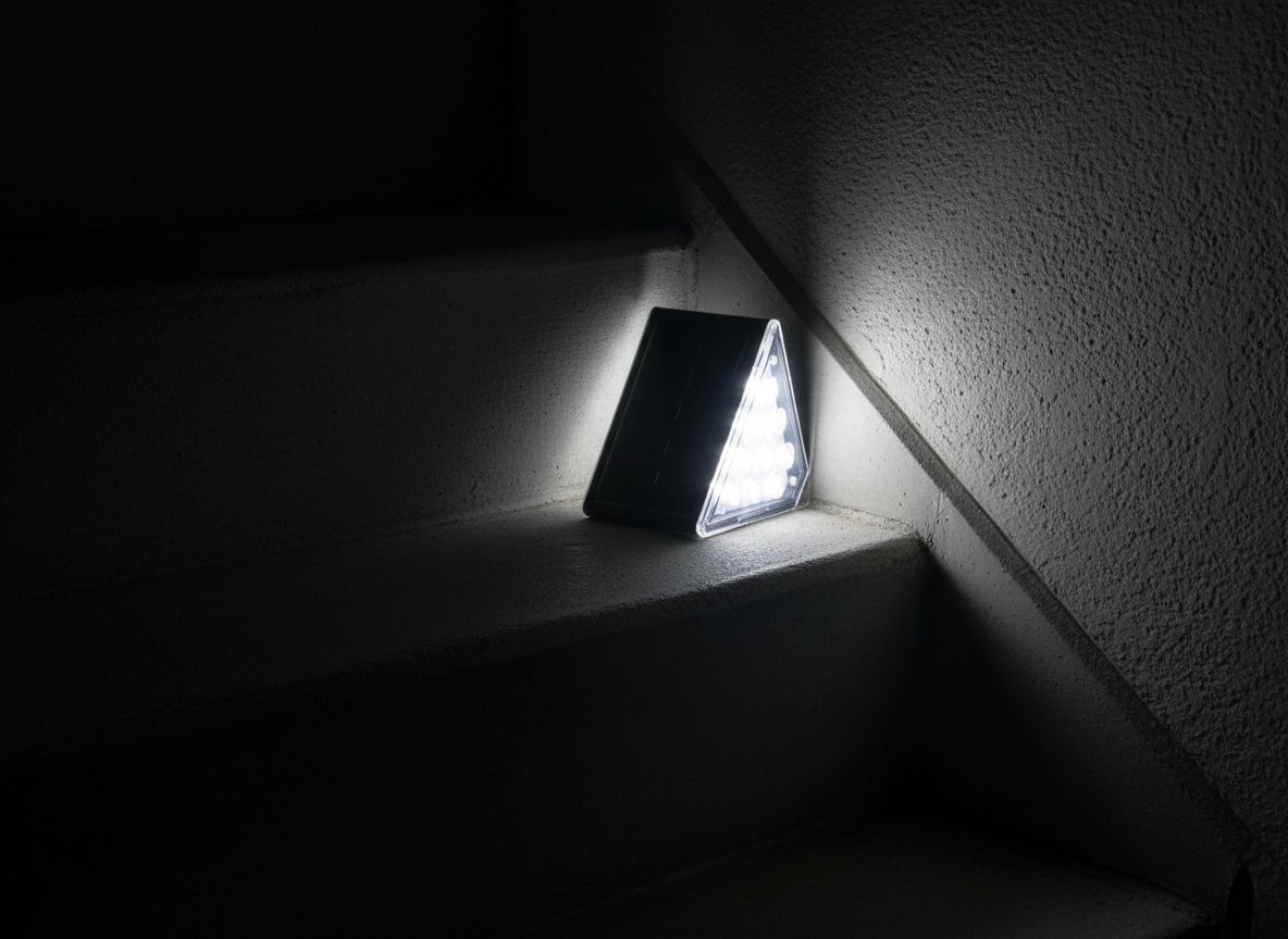 2 db lépcsőre szerelhető napelemes lámpa, 9 db meleg fehér LED, napelemes töltés, 9x5x5 cm, fekete - Image 2