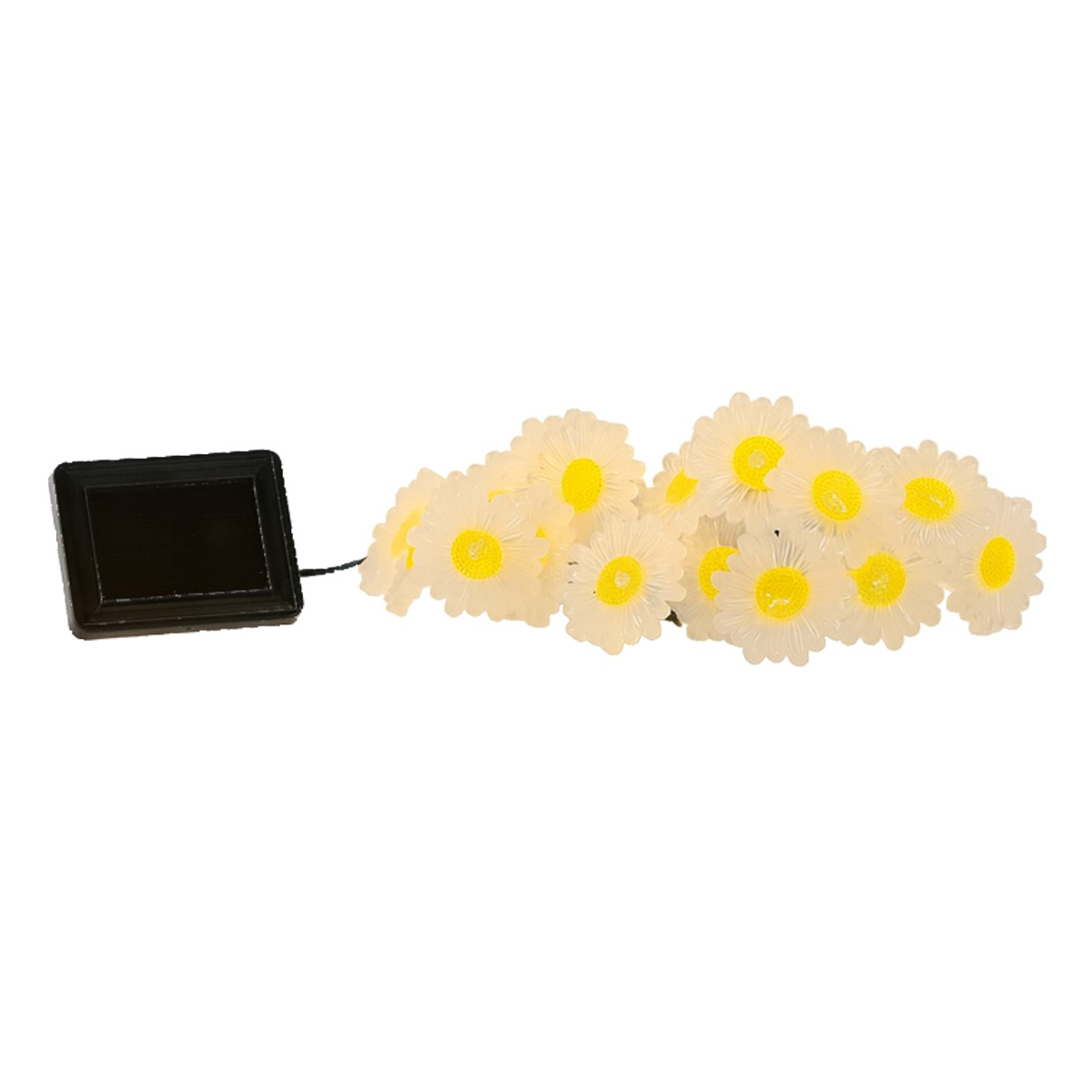Napelemes kültéri fényfüzér, margaréta alakú izzókkal, 20 melegfehér LED, 2 m + 3,8 m, 2 világítási mód, IP44, fehér - Image 3