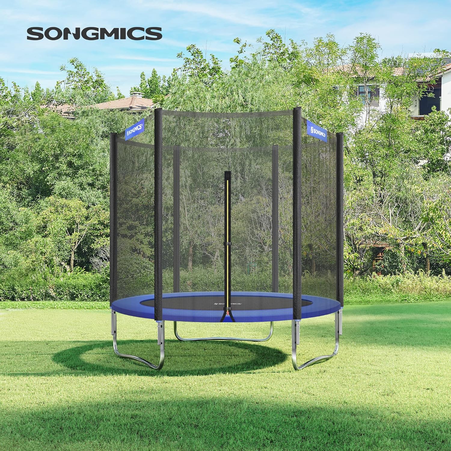 SONGMICS Gyermek trambulin külső védőhálóval, 183 cm átmérővel, 100 kg teherbírással, kék - Image 2