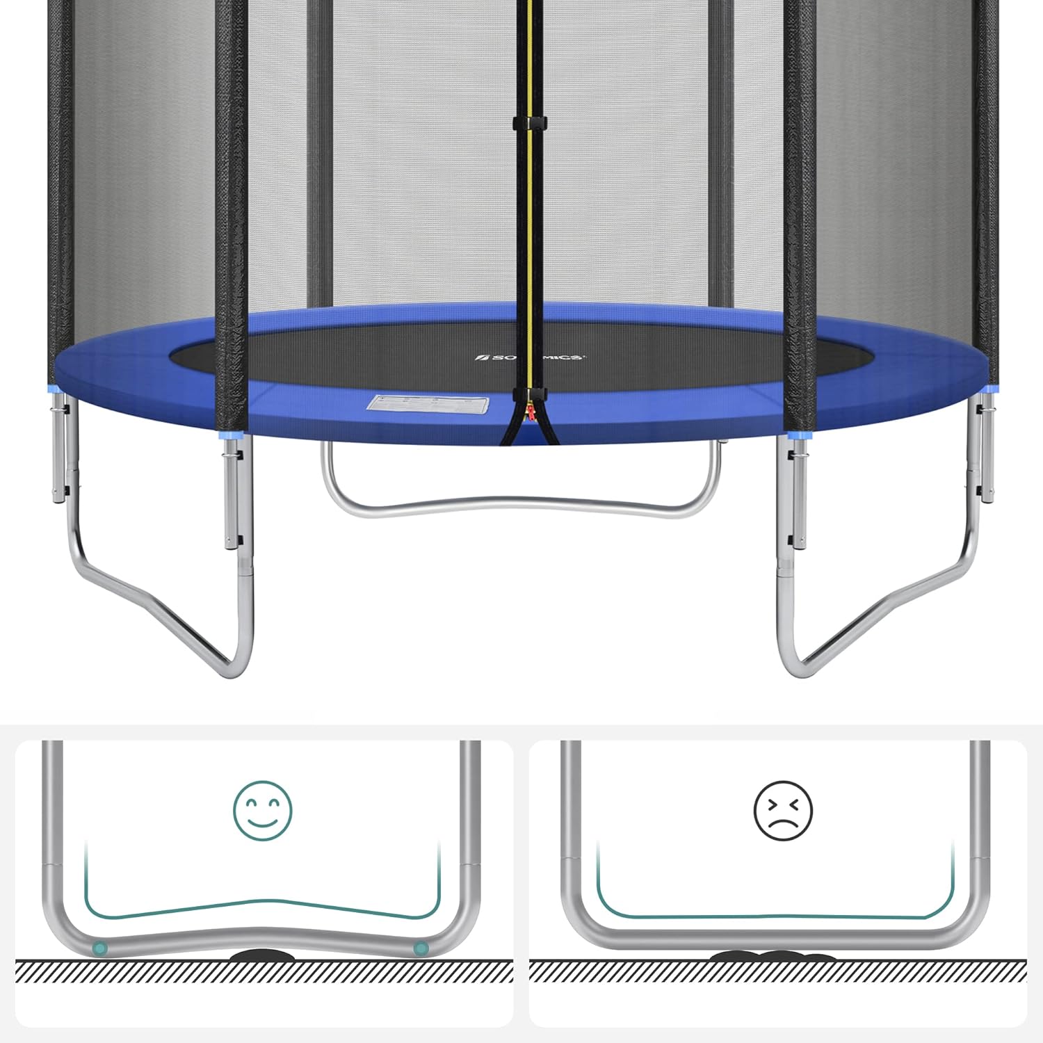SONGMICS Gyermek trambulin külső védőhálóval, 183 cm átmérővel, 100 kg teherbírással, kék - Image 3
