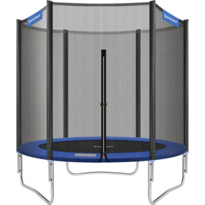 SONGMICS Gyermek trambulin külső védőhálóval, 183 cm átmérővel, 100 kg teherbírással, kék