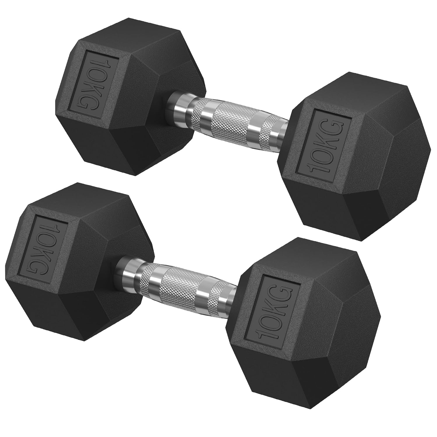 SONGMICS Hatszögletű kézisúlyzó készlet 2x10 kg, erő- és fitneszedzéshez, 31x11 cm, fekete
