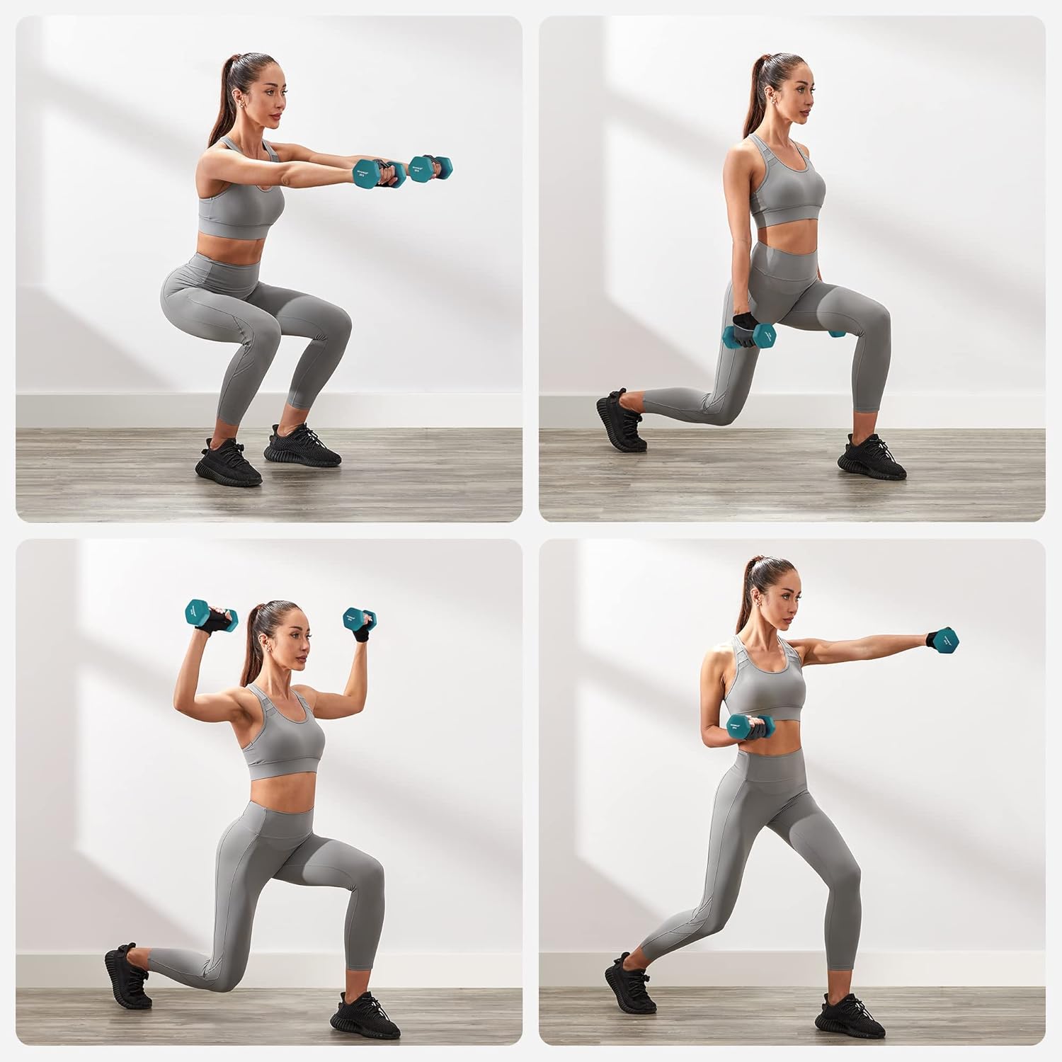 SONGMICS fitness kézisúlyzó készlet állvánnyal, 6 darab, 1–3 kg, vinil bevonattal, többszínű - Image 6