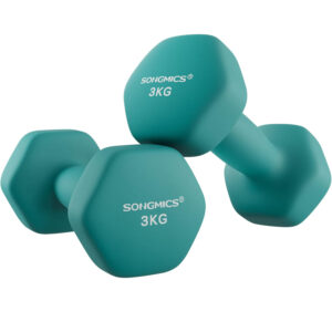SONGMICS Hex Fitness Súlyzókészlet 2x3 kg, Csúszásmentes, Vinyl Bevonatú Vas, Zöld