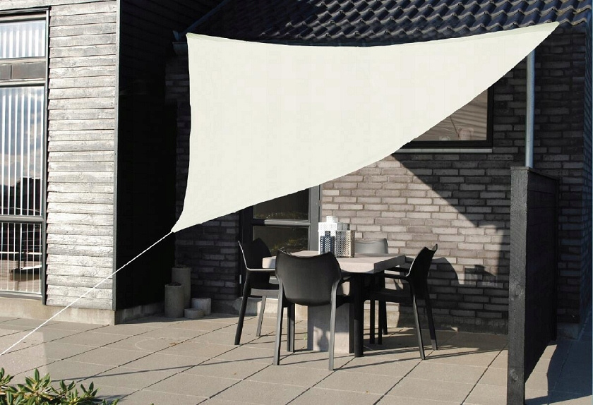 Háromszög alakú napvitorla, vízálló, UV-védelemmel, 300 x 300 x 300 cm, bézs - Image 9