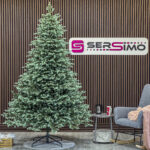 Műfenyő Sersimo Scandinavia, zöld ezüst csúcsokkal, teljes 3D, 230 cm