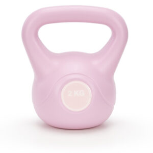 2 kg-os kettlebell, bitumen töltettel és tartós ABS borítással, 16x19 cm, rózsaszín