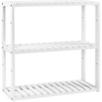 SONGMICS Bambusz tárolópolc, 3 polccal, konyhába vagy fürdőszobába, 60x15x54 cm, fehér
