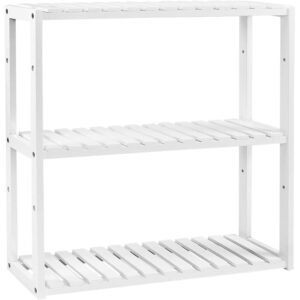 SONGMICS Bambusz tárolópolc, 3 polccal, konyhába vagy fürdőszobába, 60x15x54 cm, fehér