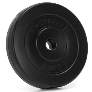 5 kg-os súlytárcsa súlyzórúdhoz, 31 mm, bitumen kompozit, PP, 26x5 cm, fekete