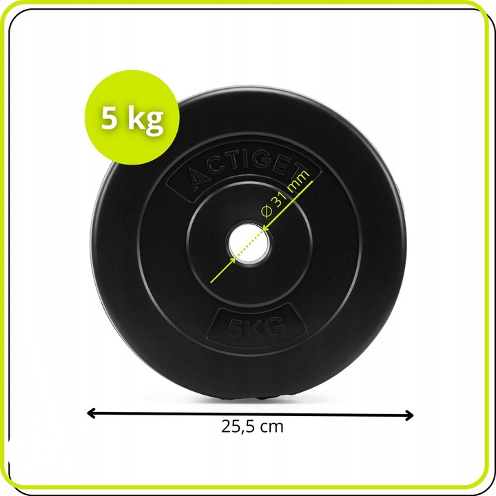 5 kg-os súlytárcsa súlyzórúdhoz, 31 mm, bitumen kompozit, PP, 26x5 cm, fekete - Image 2