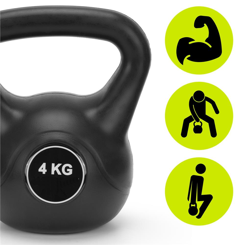 4 kg-os kettlebell, bitumen töltettel és tartós ABS borítással, 21x23 cm, fekete - Image 10