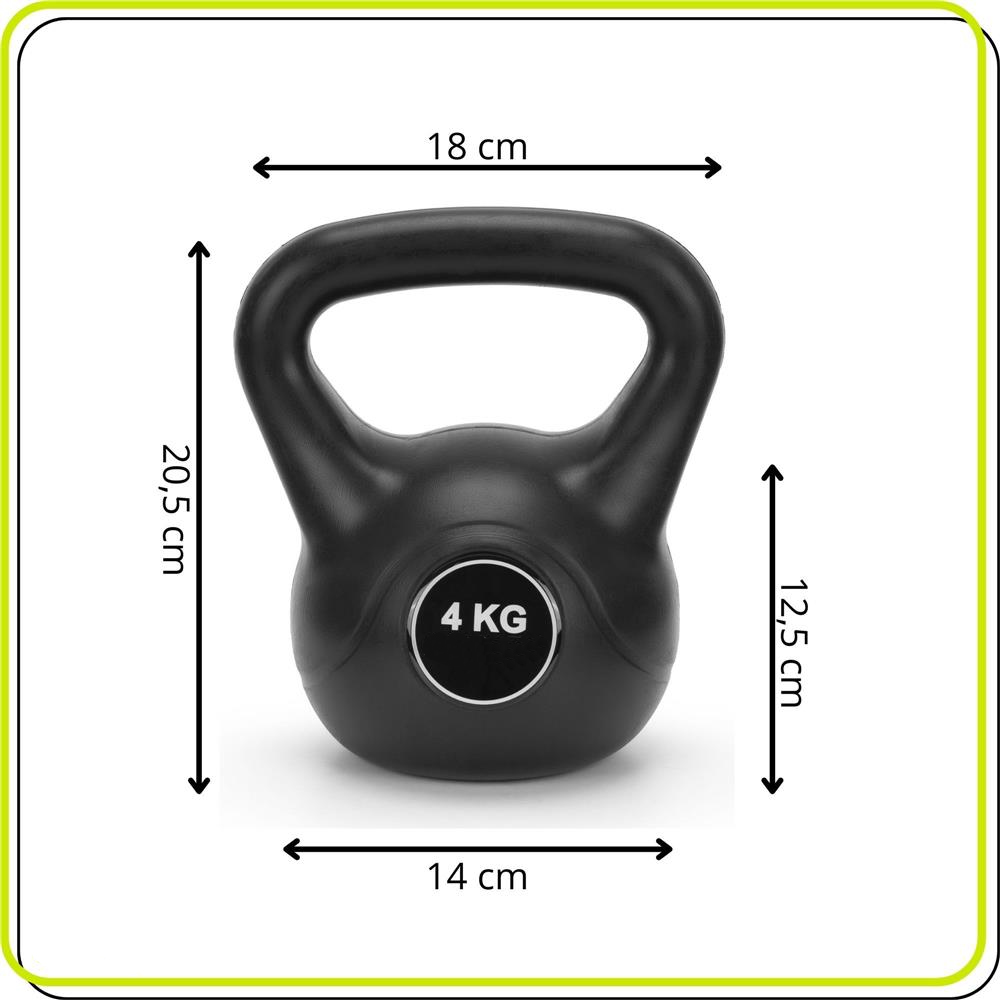 4 kg-os kettlebell, bitumen töltettel és tartós ABS borítással, 21x23 cm, fekete - Image 11