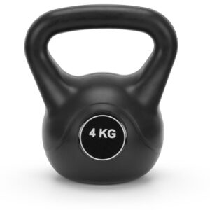 4 kg-os kettlebell, bitumen töltettel és tartós ABS borítással, 21x23 cm, fekete