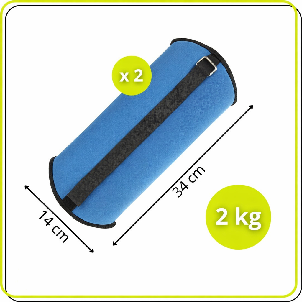 Csukló- és bokasúly készlet, 2 x 2 kg, neoprén és vas-homok töltet, 34x14 cm, kék - Image 11