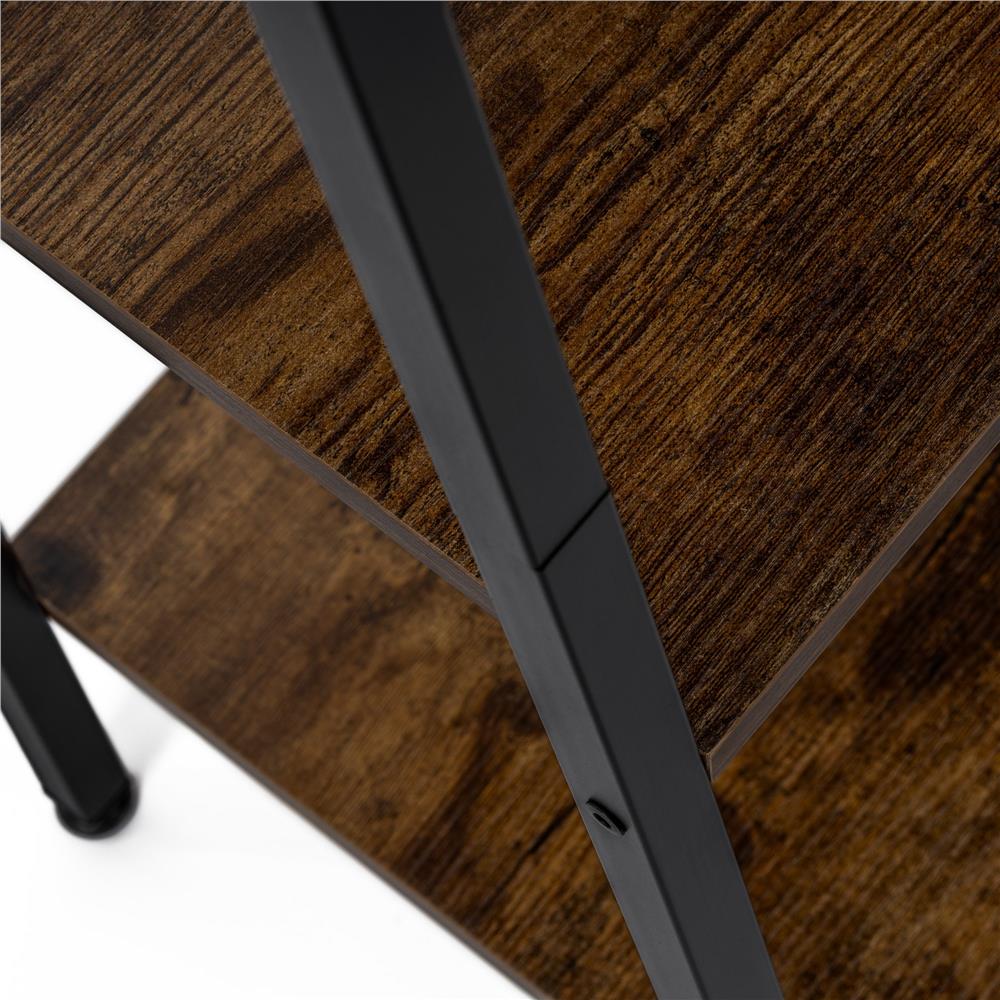 4 szintes ipari stílusú polc fém vázzal és MDF lapokkal, 56x34x138 cm, sötétbarna és fekete - Image 15