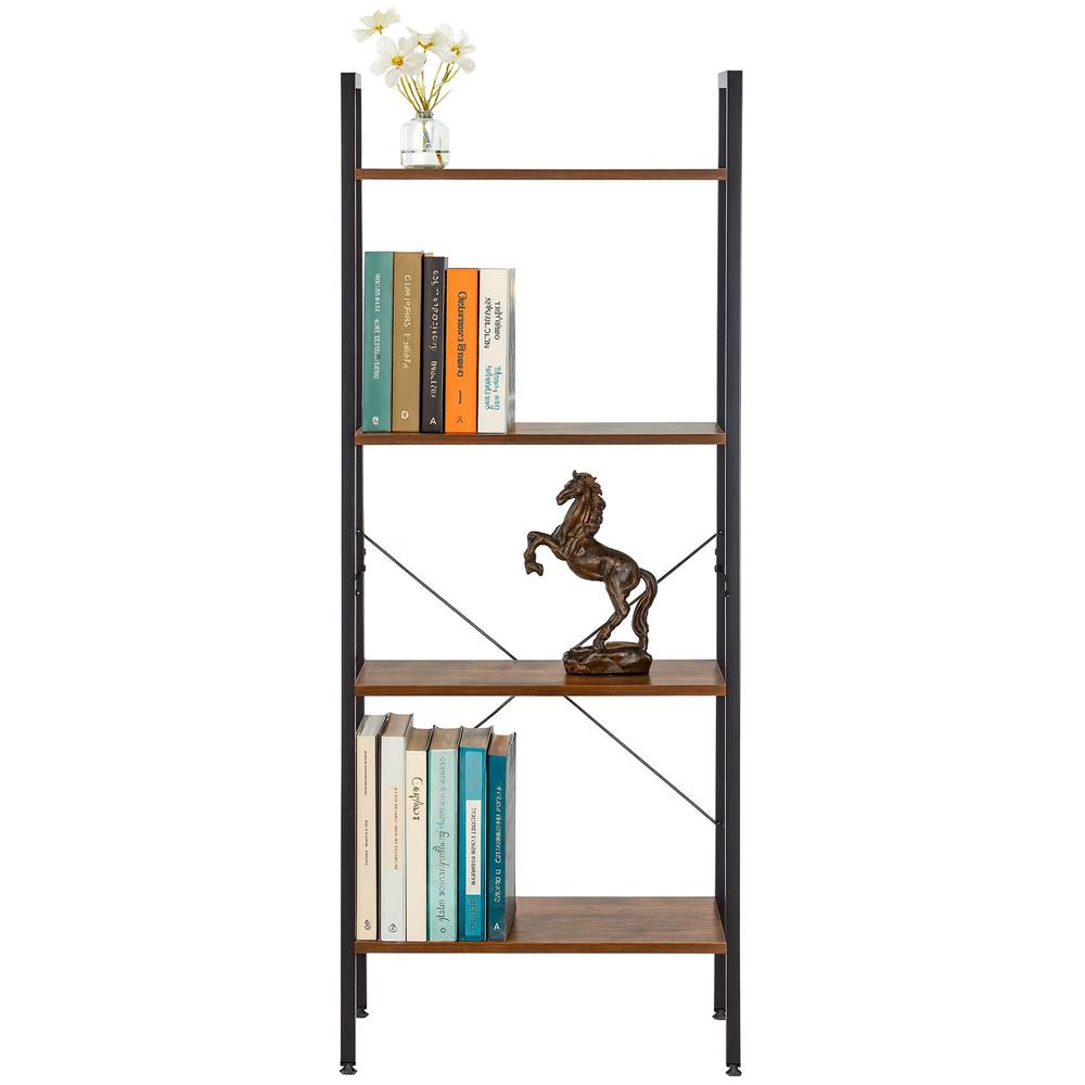 4 szintes ipari stílusú polc fém vázzal és MDF lapokkal, 56x34x138 cm, sötétbarna és fekete - Image 19
