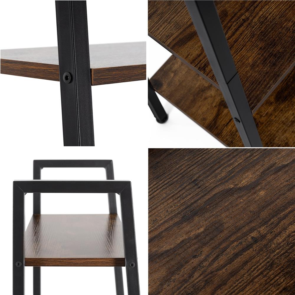 4 szintes ipari stílusú polc fém vázzal és MDF lapokkal, 56x34x138 cm, sötétbarna és fekete - Image 21