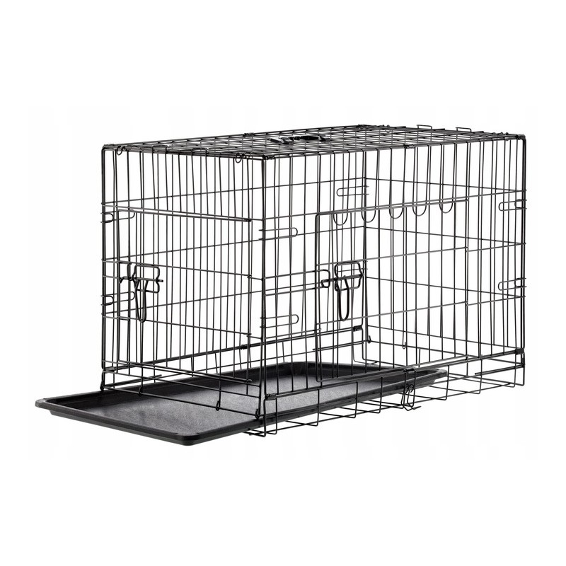 Fém kutyakennel XL, összecsukható, kivehető tálcával és fogantyúval, 91x57x63 cm, fekete - Image 5