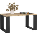 NOX dohányzóasztal alsó polccal, laminált forgácslap, 92x53x45 cm, artisan tölgy és fekete