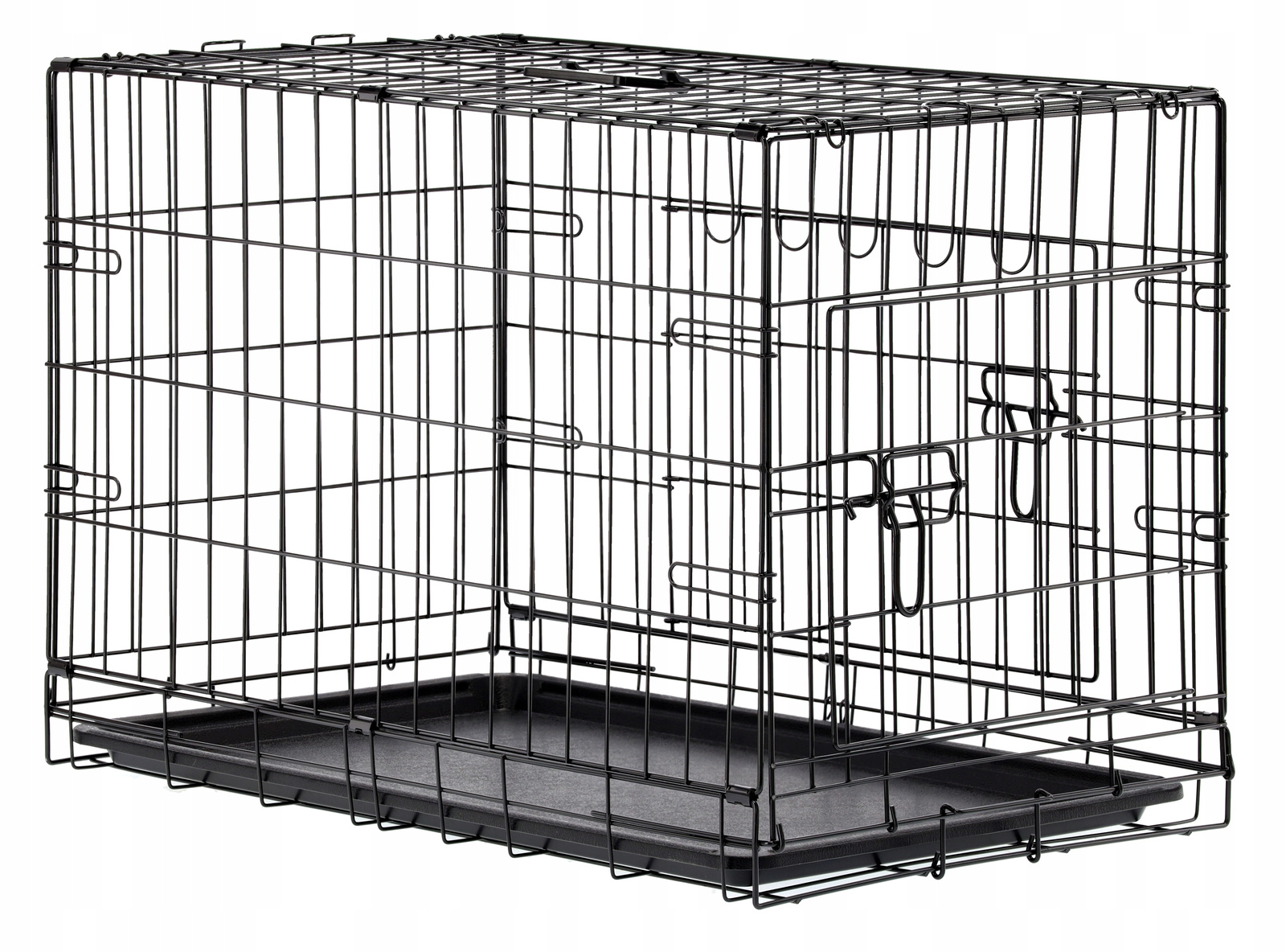 Fém kutyakennel XL, összecsukható, kivehető tálcával és fogantyúval, 91x57x63 cm, fekete - Image 8