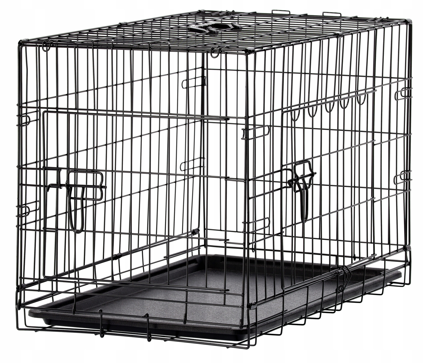 Fém kutyakennel XL, összecsukható, kivehető tálcával és fogantyúval, 91x57x63 cm, fekete - Image 9