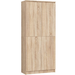 Szekrény 8 polccal, 16 mm laminált forgácslap, 80x35x180 cm, sonoma tölgy