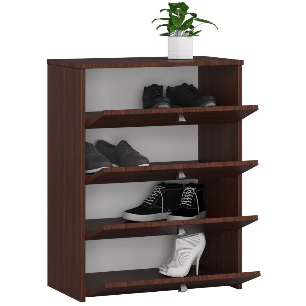 RUBIN cipősszekrény 4 szintes, billenőajtókkal, 16 mm-es laminált forgácslapból, 66x36x85 cm, wenge barna - Image 2