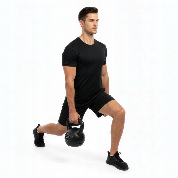 Kettlebell 14 kg, bitumen toltelekkel, strapabiro ABS bevonattal, 26x22x28 cm, fekete - Image 5
