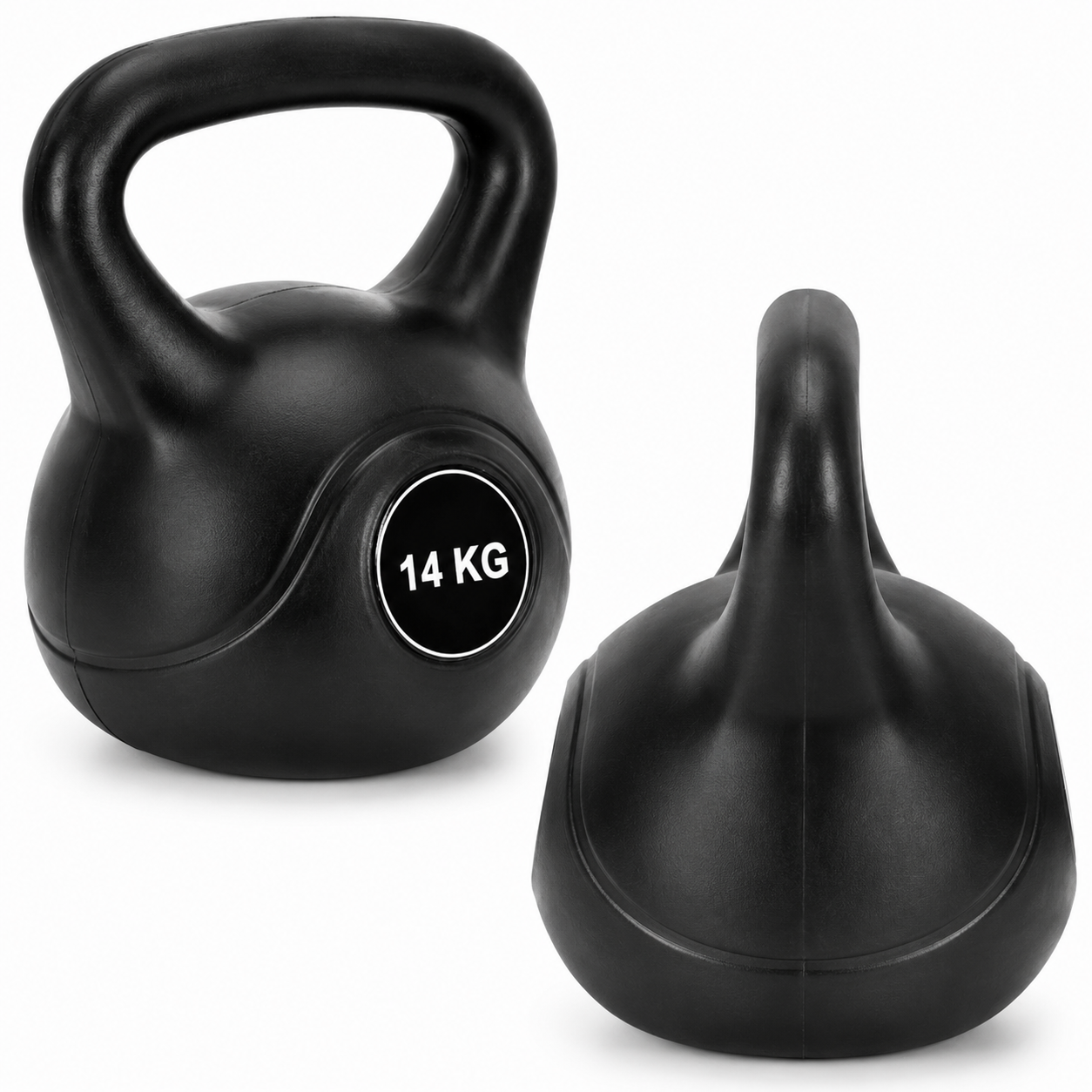 Kettlebell 14 kg, bitumen toltelekkel, strapabiro ABS bevonattal, 26x22x28 cm, fekete - Image 6