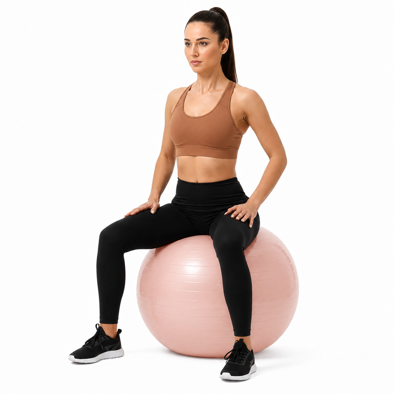 Fitneszlabda 65 cm, csuszasmentes, pumpaval, max. 150 kg, puderrozsaszin - Image 17