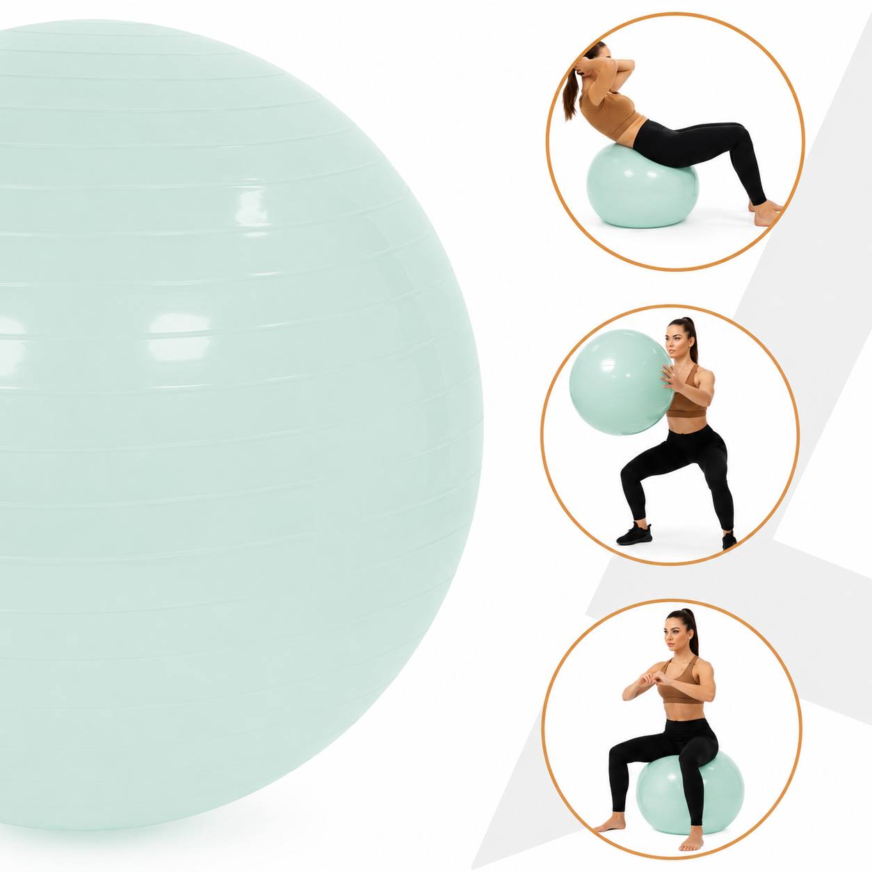 Fitneszlabda 65 cm, csuszasmentes, pumpaval, max. 150 kg, mentazold - Image 7