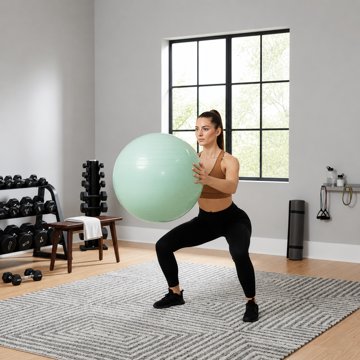 Fitneszlabda 65 cm, csuszasmentes, pumpaval, max. 150 kg, mentazold - Image 11