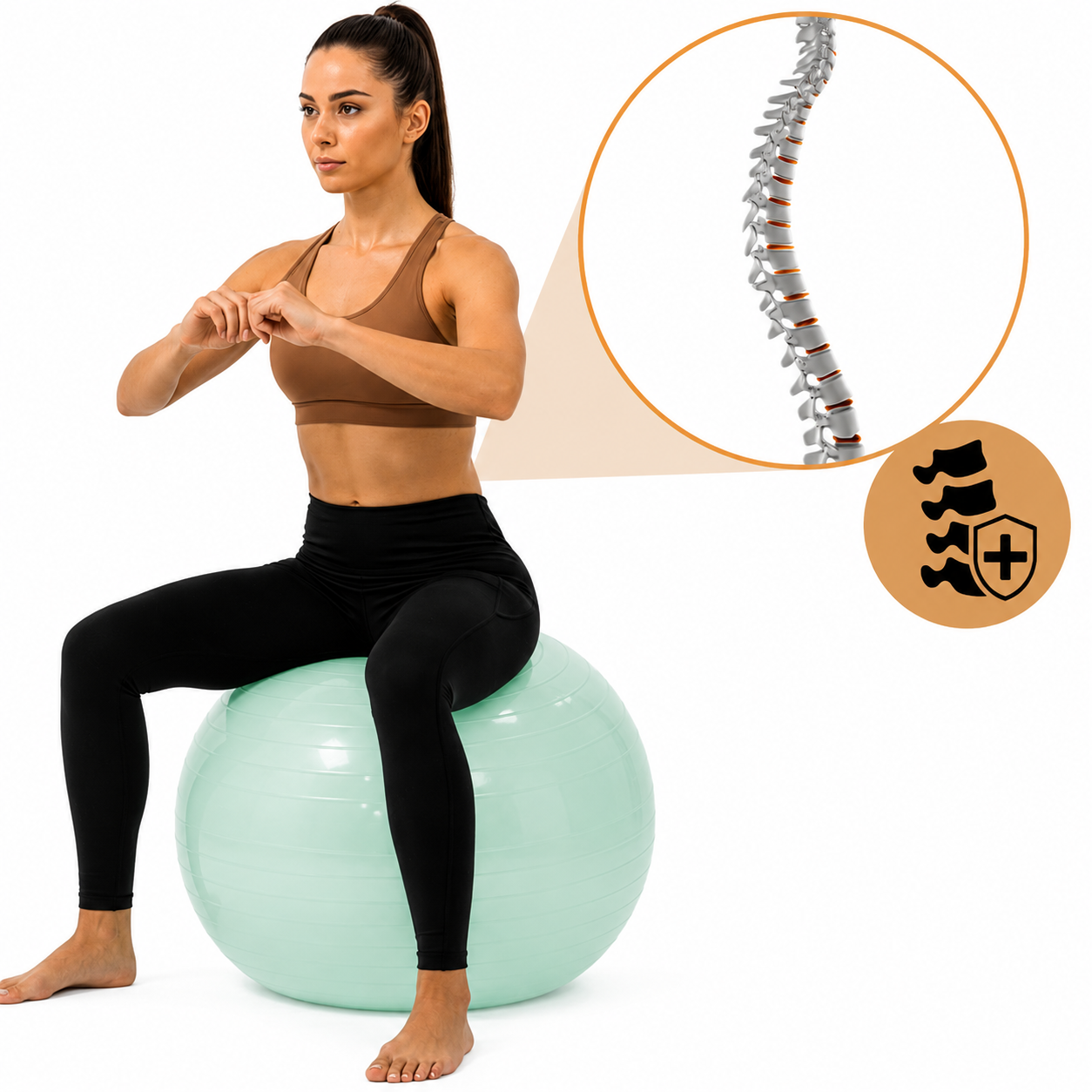 Fitneszlabda 65 cm, csuszasmentes, pumpaval, max. 150 kg, mentazold - Image 13