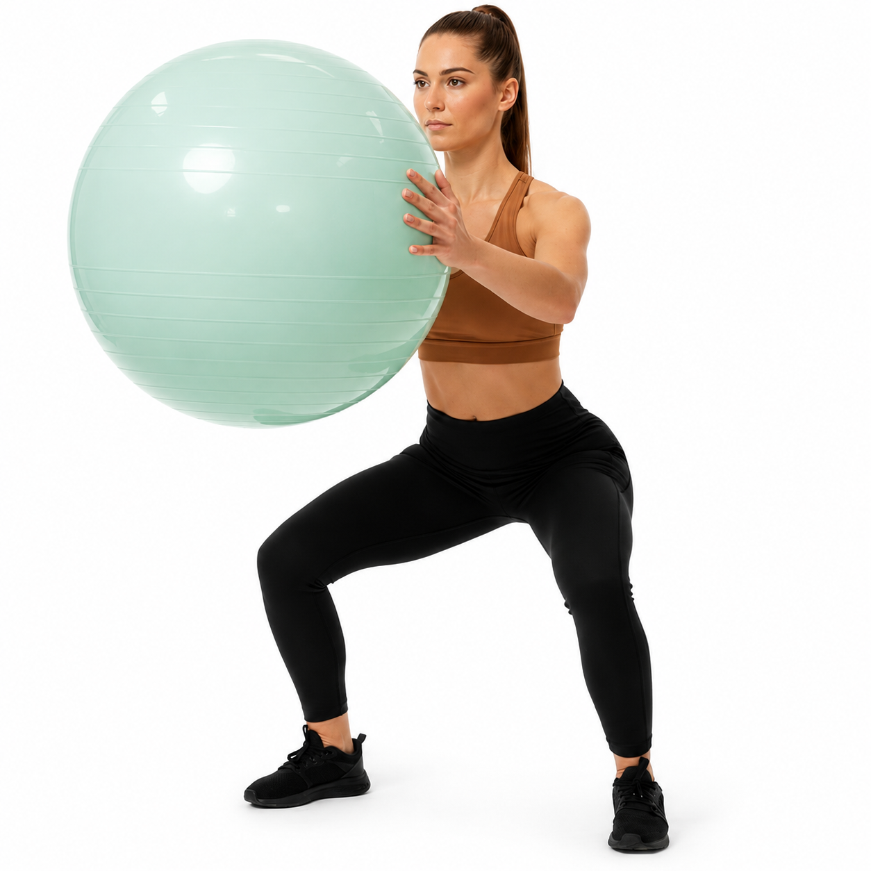 Fitneszlabda 65 cm, csuszasmentes, pumpaval, max. 150 kg, mentazold - Image 15