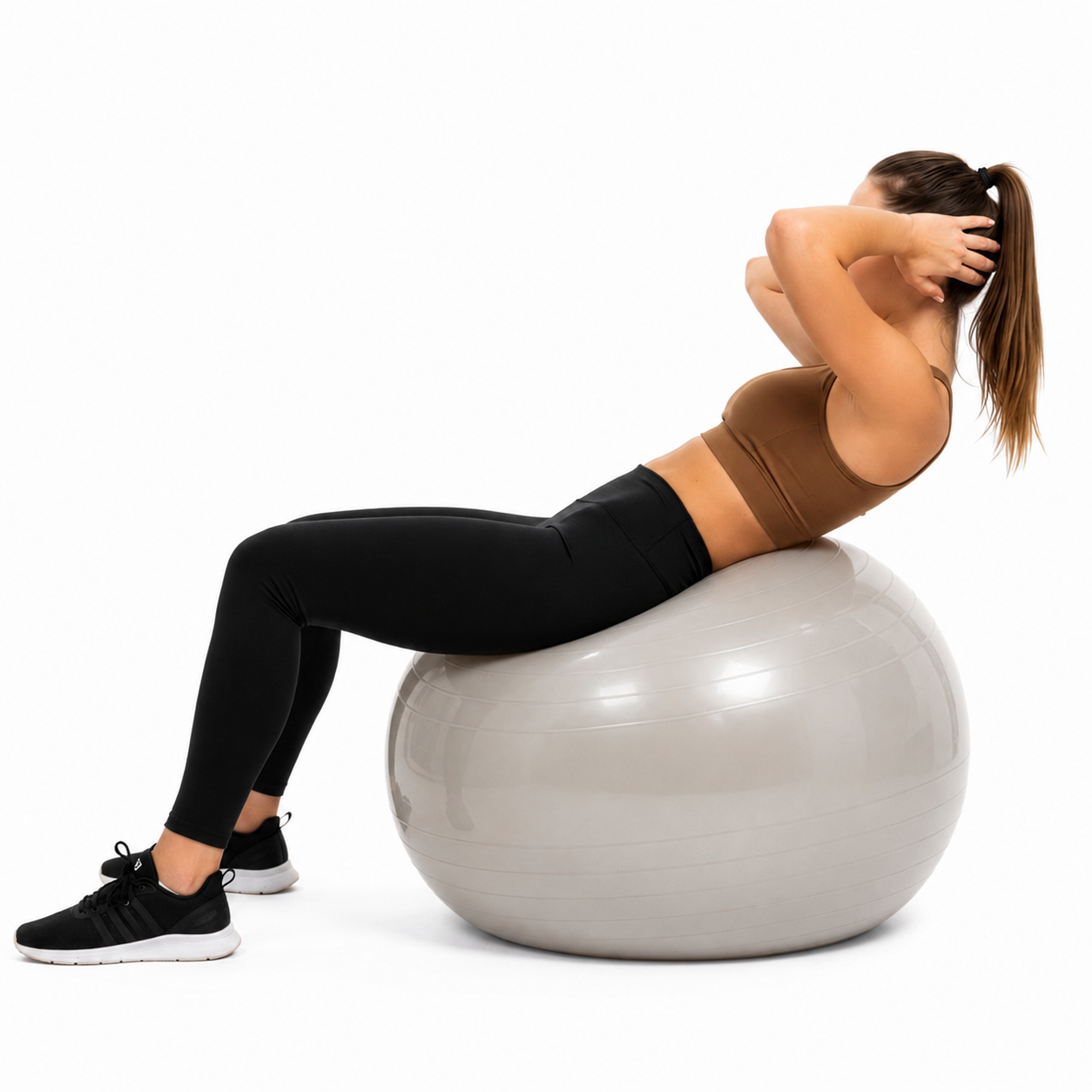 Fitneszlabda 65 cm, csuszasmentes, pumpaval, max. 150 kg, bezs - Image 15