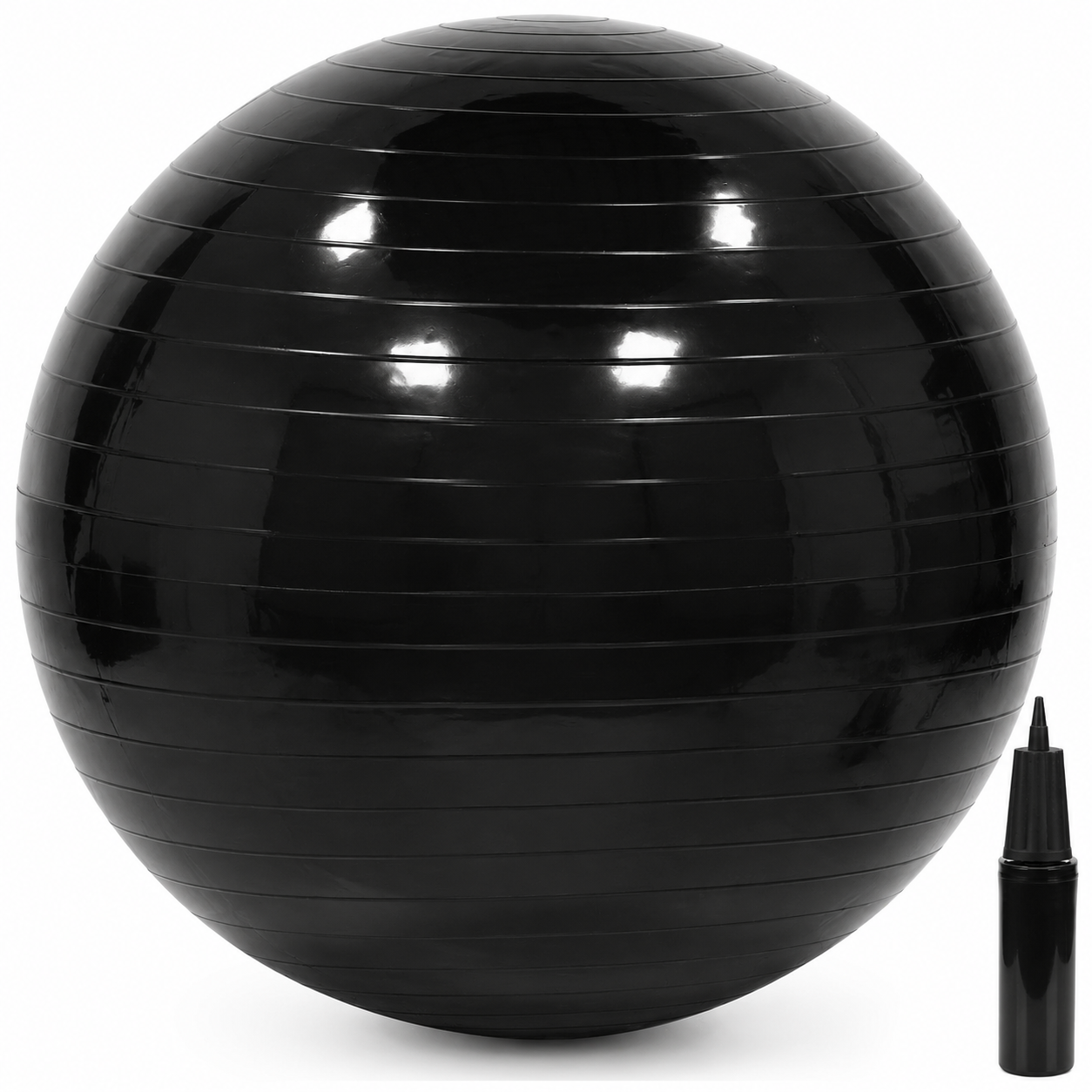 Fitneszlabda 75 cm, csuszasmentes, pumpaval, max. 150 kg, fekete