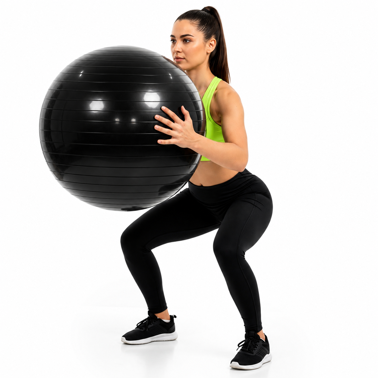 Fitneszlabda 75 cm, csuszasmentes, pumpaval, max. 150 kg, fekete - Image 5
